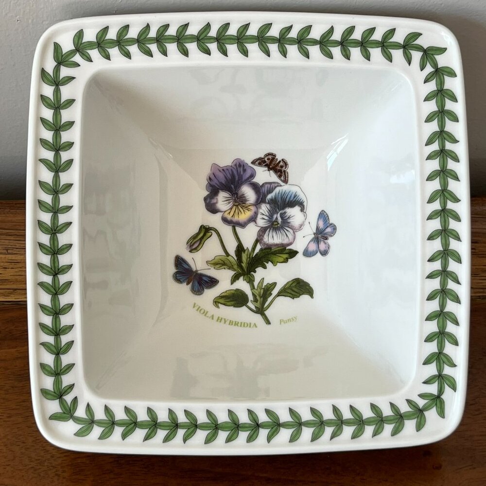Portmeirion Botanic Garden Pansy 6.5" Square Bowl Cereal Soup Replacement Viola